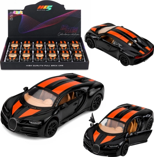 Voiture de sport en métal avec effets et moteur à rétrofriction (pull-back) 1:32 noire