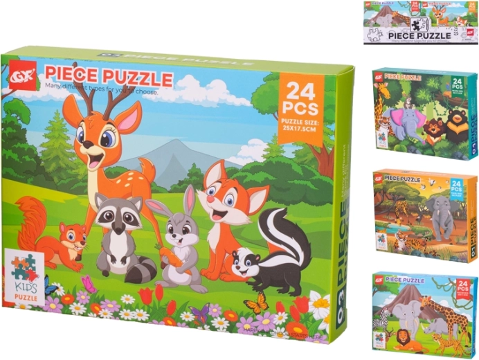 Puzzle pour enfants avec animaux 24 pièces (25 × 17,5 cm) en boîte