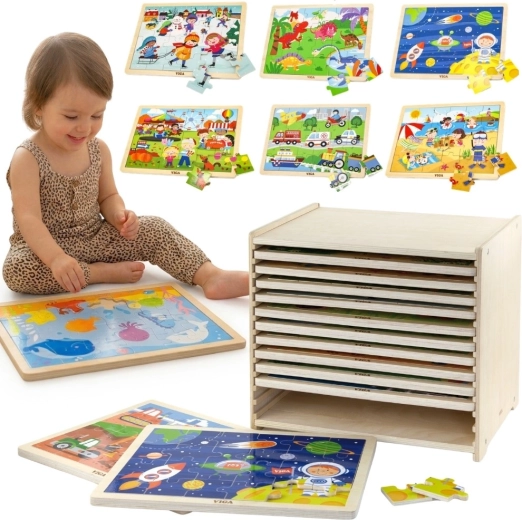 Viga Set de puzzles en bois avec support - 12 pièces