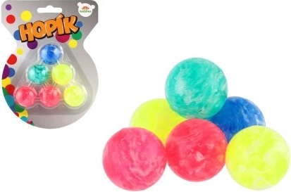 Balle rebondissante 3 cm, 6 pièces marbrées sur carte