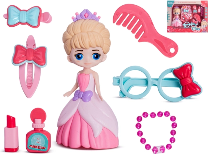 Poupée princesse 16 cm avec set de beauté