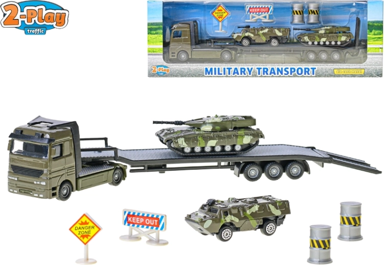 2-Play Traffic transporteur militaire avec véhicules blindés 1:60