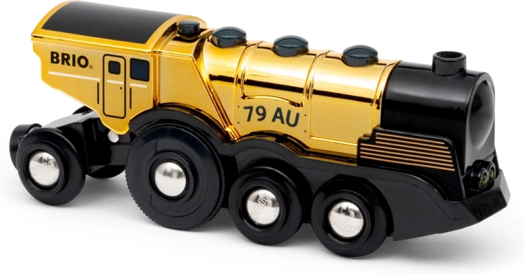 BRIO World – puissante locomotive d’action dorée à piles