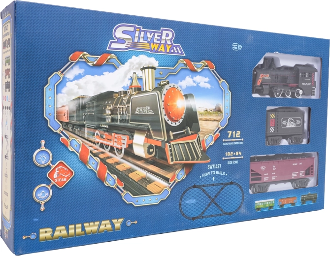 Circuit de train rétro avec fumée, lumière et sons