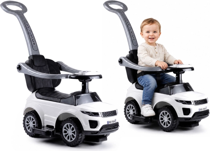 Porteur pour enfants avec barre de guidage Sport Car blanc