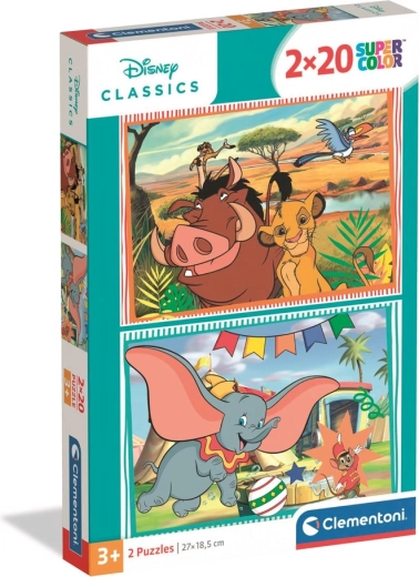 Puzzle 2x20 Super Color DISNEY CLASSICS – LE ROI LION et DUMBO Clementoni
