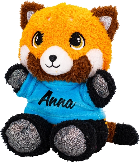 Panda en peluche rouge 17 cm avec t-shirt imprimé