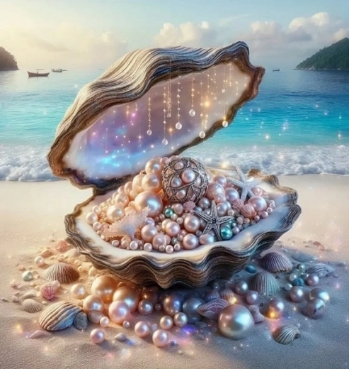 Norimpex Peinture par numéros Perles dans un coquillage sur la plage 40 × 50 cm