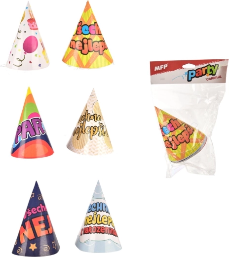 Chapeaux de fête en papier « Tous nos vœux » (6 pcs)