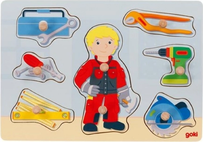 Puzzle à encastrer en bois Mécanicien Goki