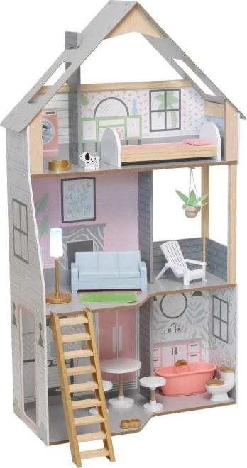 Maison de poupée KidKraft Alina – maison en bois à trois étages avec mobilier
