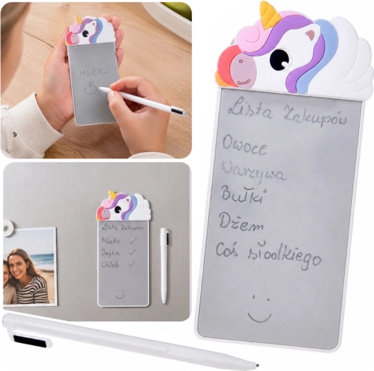 Bloc-notes magnétique pour réfrigérateur licorne avec stylet d’écriture