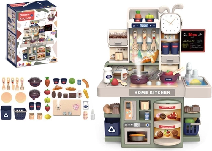 Cuisine pour enfants avec vapeur, lumière et accessoires, 42 cm