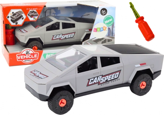 Voiture de montage pour enfants avec tournevis – grise