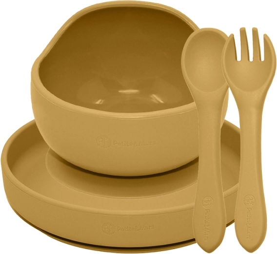 Petite&Mars set repas en silicone TAKE&MATCH 3 pcs intense ocre 6m+