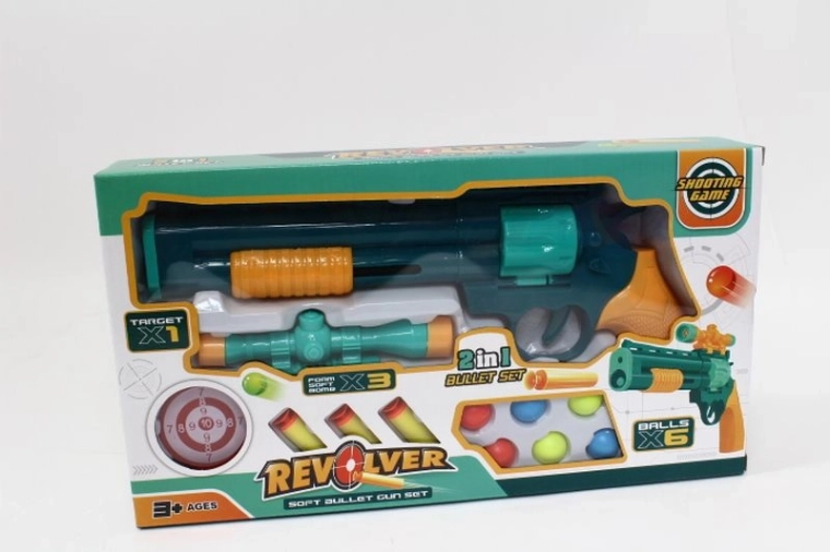 Pistolet en mousse à fléchettes et billes