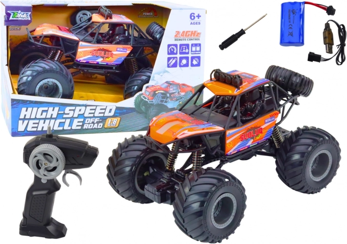 Voiture RC Tout-Terrain Orange pour Enfants avec Amortisseurs