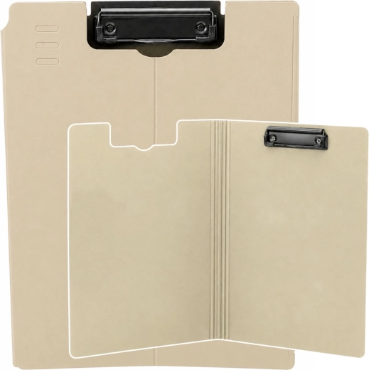 Sous-main à pince en plastique refermable A4 avec clip métallique beige - 1 pièce