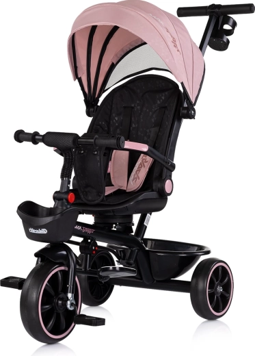 Tricycle enfant avec auvent 2-en-1 Powder Pink CHIPOLINO Max Sport