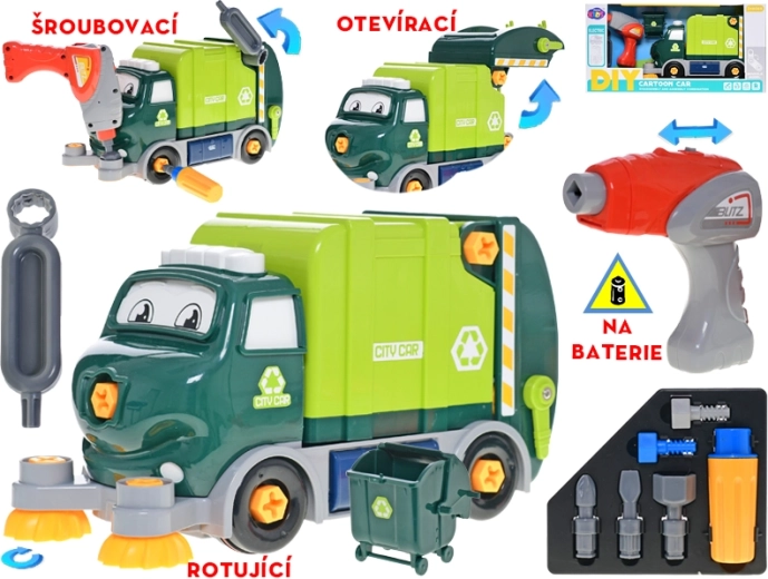 Camion poubelle à assembler avec perceuse à batterie 31 cm