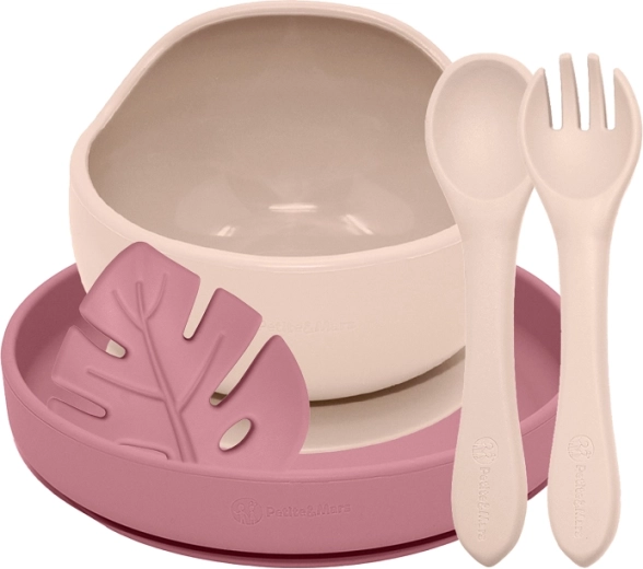 Petite&Mars set de repas en silicone take&match 4 pièces desert sand et dusty rose