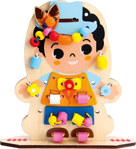 BINO jeu d’enfilage en bois Habillage amusant avec perles