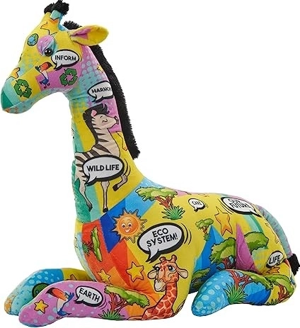 Girafe en peluche au message écologique 76 cm