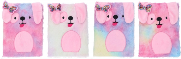Journal en peluche A5 avec petit chien, ligné, 80 feuilles