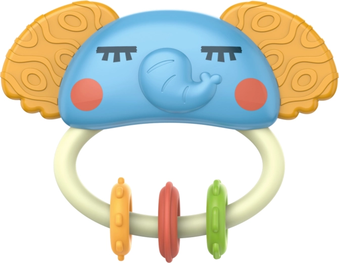 Hochet et anneau de dentition éléphant multicolore