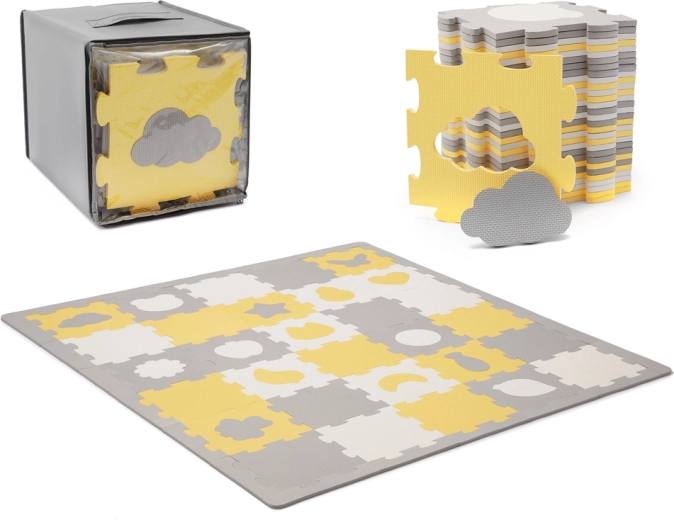 Kinderkraft tapis de jeu puzzle en mousse Luno Shapes, 185 × 165 cm, jaune, 30 pièces