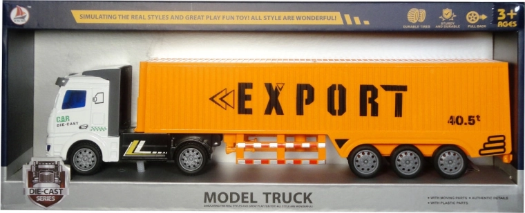 Camion tracteur avec conteneur – pièces métalliques, à rétrofriction (pull-back)