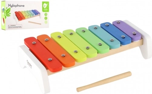 Xylophone arc-en-ciel en bois avec maillet 26 cm dans une boîte 28x16x7 cm 18m+