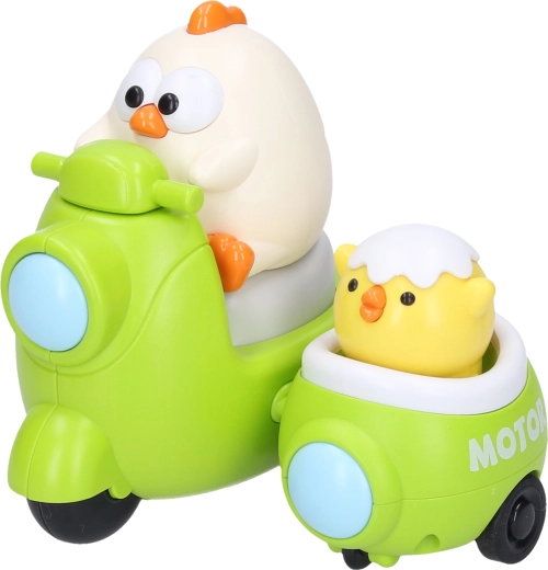 Poule et poussin sur moto à remonter 9,5 cm - 1 pièce
