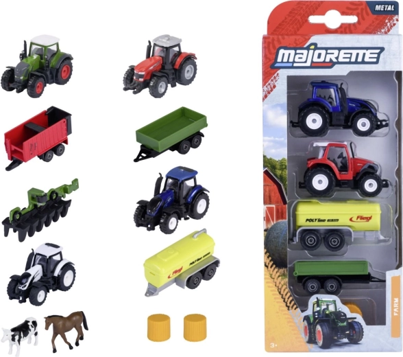 Véhicules agricoles métalliques avec accessoires - 5 pièces