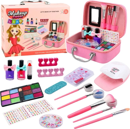 Trousse de maquillage pour enfants avec kit de manucure et sèche-ongles