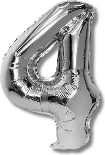 Ballon en aluminium chiffre 4 argent 40 cm