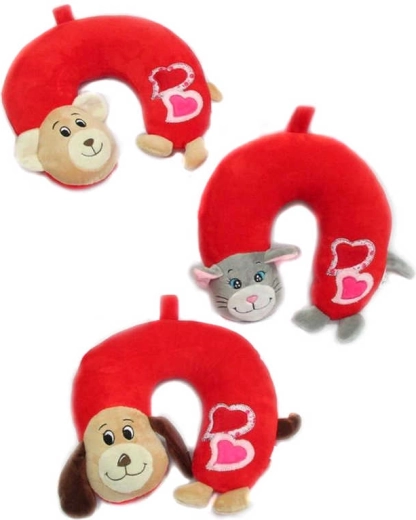 Coussin de voyage pour enfant en peluche avec animal Love 26 × 27 cm - 1 pièce