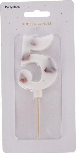 Bougie d’anniversaire pour gâteau en forme de fleur blanche numéro 5, 8 cm