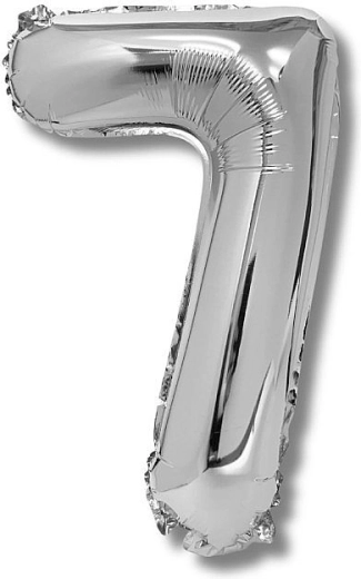 Ballon en feuille chiffre 7, argenté, 40 cm