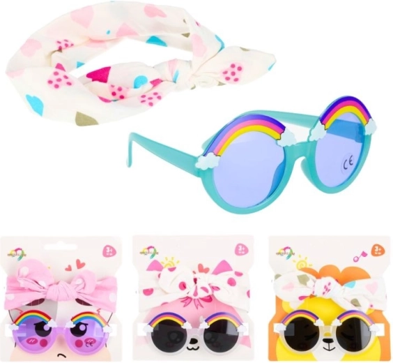 Ensemble de lunettes de soleil avec arc-en-ciel et serre-tête avec nœud (4 variantes de couleur)