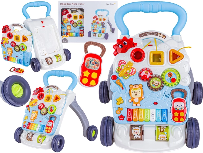 Trotteur/pousseur interactif multifonction pour enfants avec panneau musical et téléphone