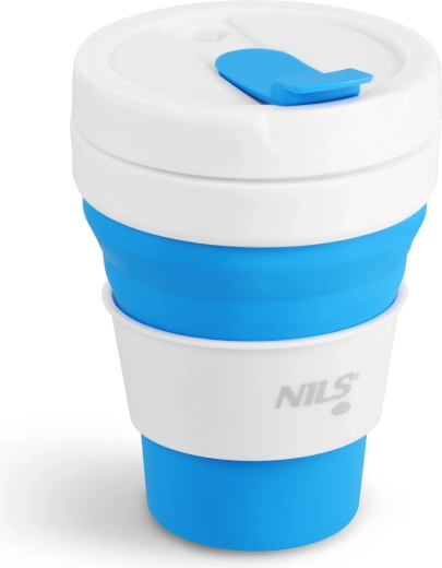 Tasse de voyage pliante en silicone NILS Camp 475 ml bleu