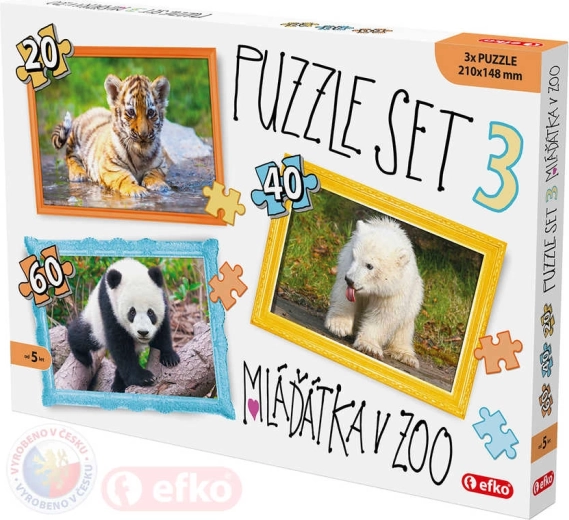 Puzzle EFKO 3-en-1 bébés animaux au zoo 21 × 15 cm