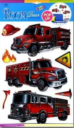 Décoration murale 3D - Camions de pompiers