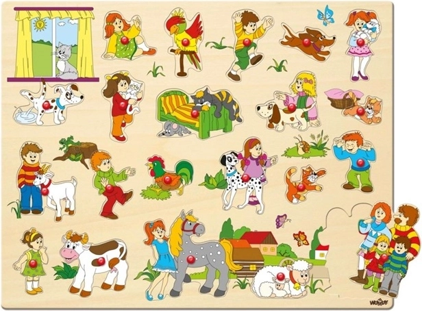 Puzzle à encastrer en bois Woody avec poignées, 21 pièces