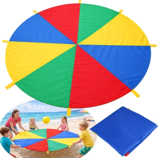 Parachute coloré pour jeux 2 m avec 8 poignées
