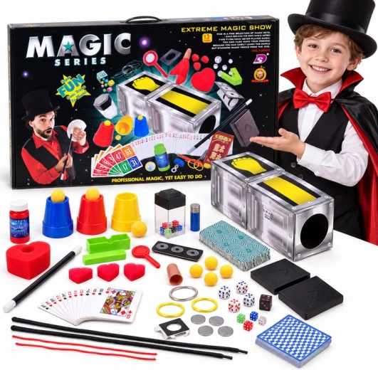Kit pour petit magicien – tours de magie, illusions, cartes, dés et accessoires
