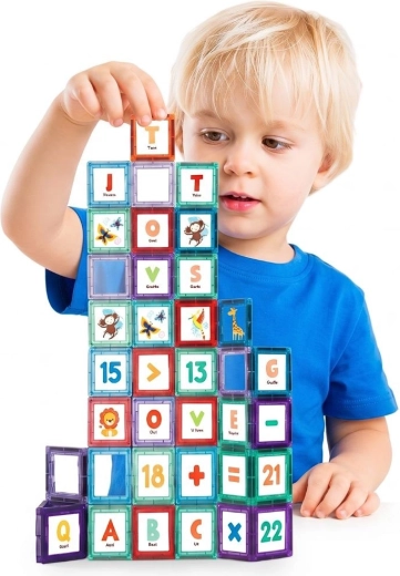 Jeu de construction éducatif magnétique Woopie espace et lettres, 70 pièces