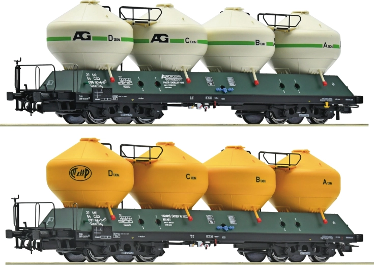 Roco set de 2 wagons silo Uacs 451.1 ČSD (H0)