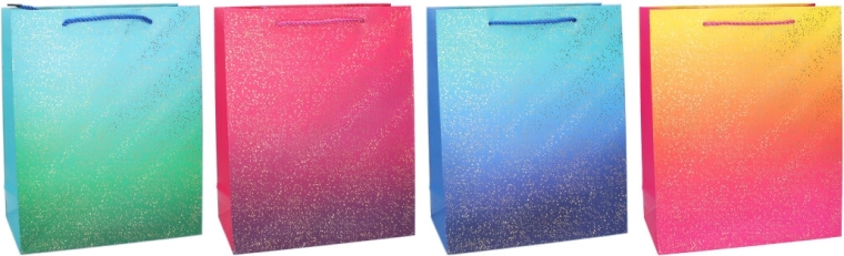 Sachet cadeau S 18 × 23 × 8 cm, toute l’année, dégradé avec pois métalliques